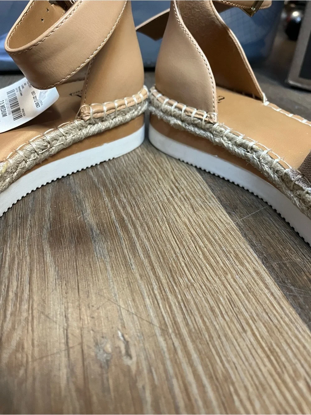 NWT a.n.a Carrie Natural Linen Espadrille Flats Ankle Strap Size 7.5